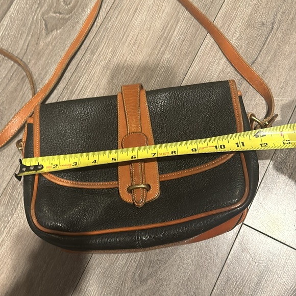 Vintage Dooney & Bourke Black & Brown Fold Over Leather Crossbody Should… - Picture 15 of 16
